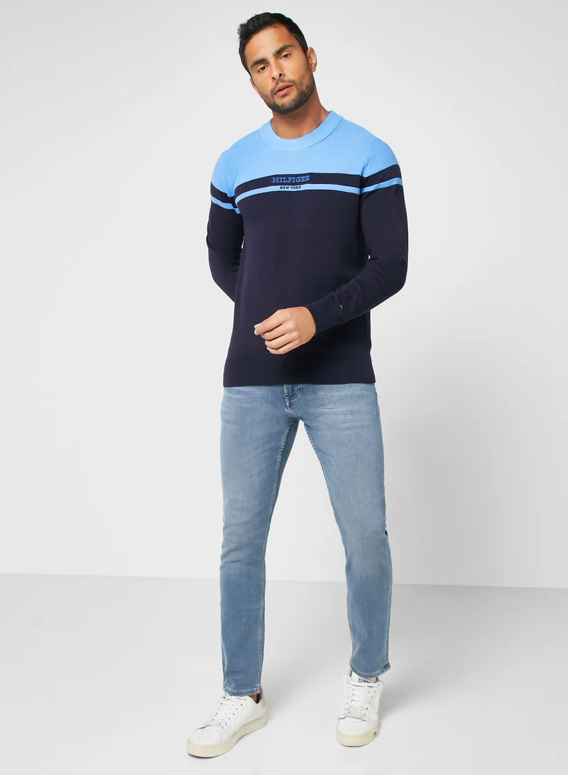 TOMMY HILFIGER Color Block Crew Neck Sweater