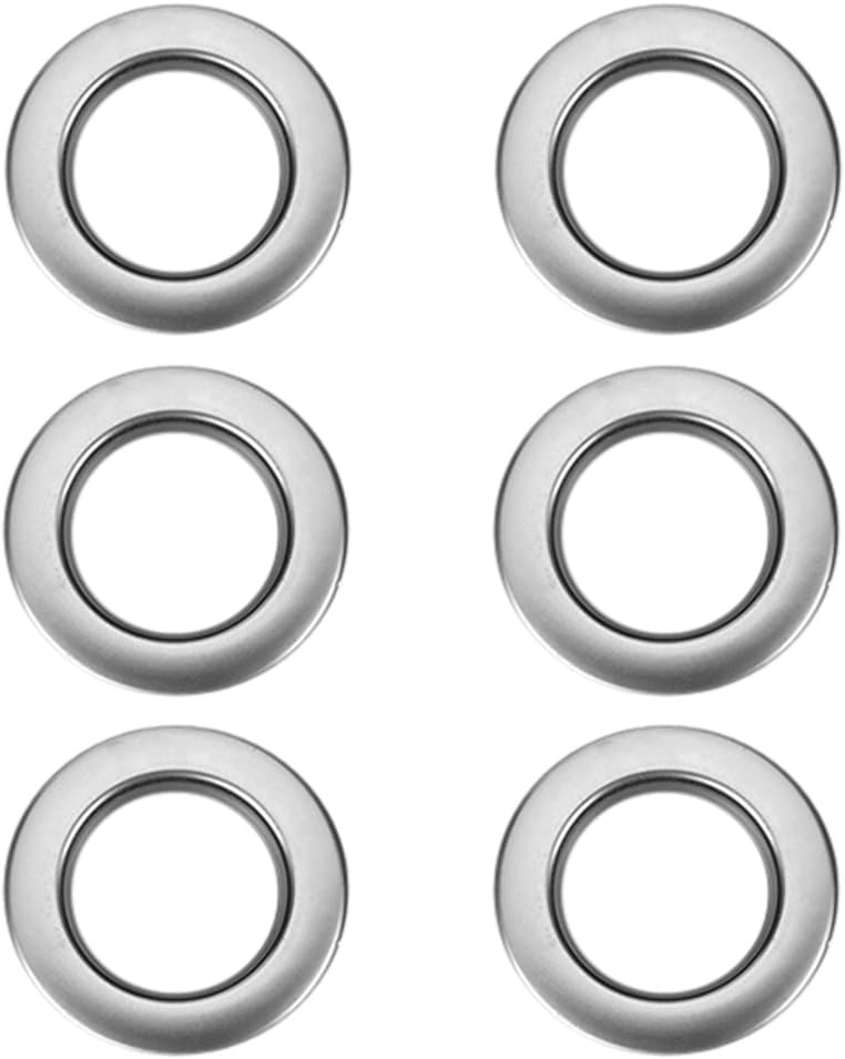 كلاراكو 6 قطع حلقات دائرية بلاستيكية للستائر باللون الفضي