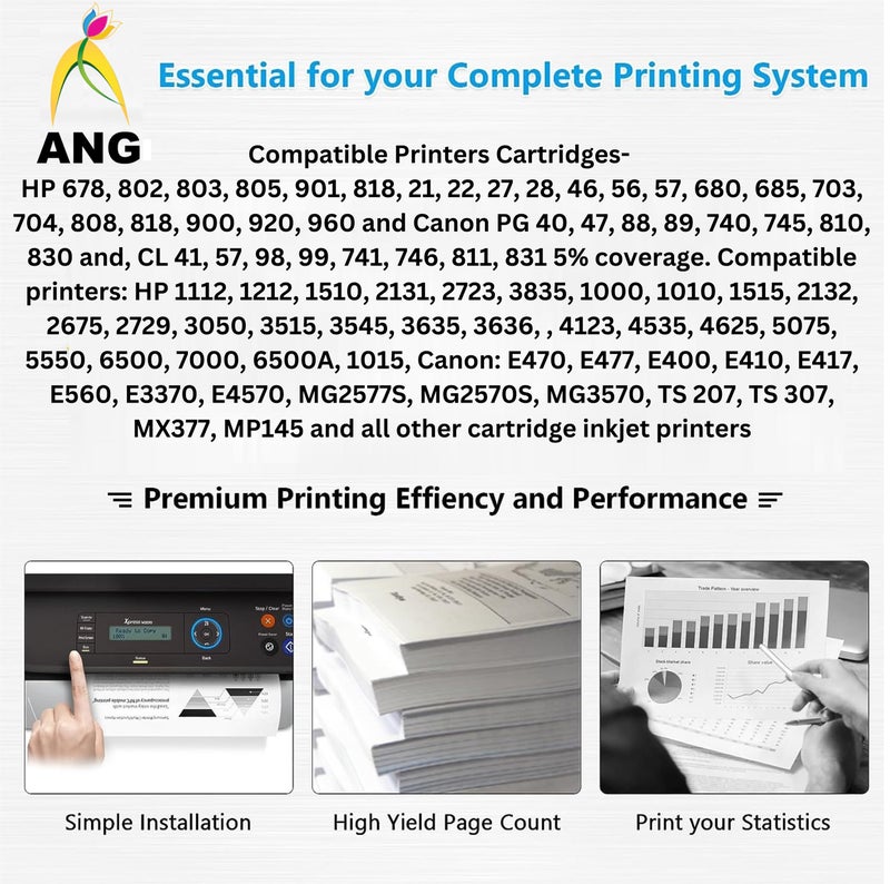 ANG Refill Kit for 805,860,861,803,680,678,682,818,802,901,703,704,702,831,830,46,21,22,27, 28, 56,57 (1 Black 1 Syringe 1 Tools) - Image 2