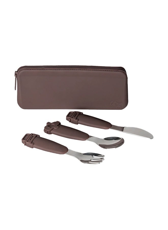 Citron - Silicone Cutlery Set With Pouch Vehicles - Eco - Friendly Utensils For On - The - Go - Dining - Image 1