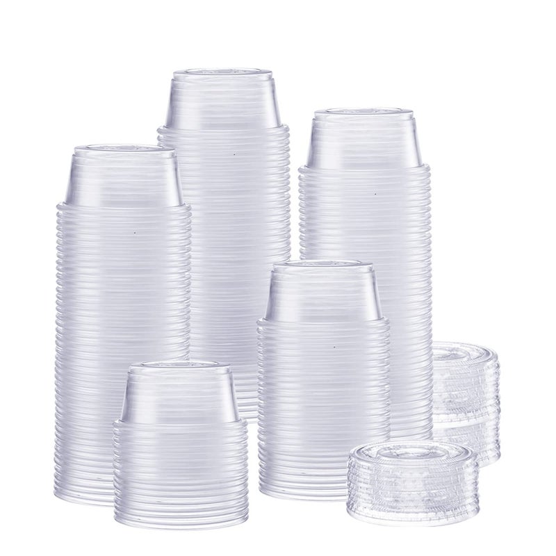 Gusto GUSTO 2 oz  200 Count Clear Disposable Plastic Portion Cups with Lids  Souffl Cups Jello Shot Cups With Lids Clear Plastic Containers Perfect for salad Dressing and More 