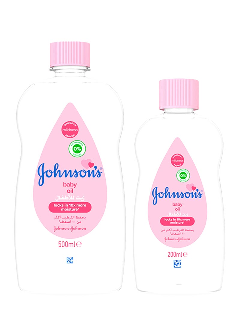Johnson's Baby Oil For Delicate Skin - 500ml + 200ml Free - Image 1