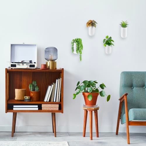 MyGift Set of 4 Mini Matte White Ceramic Indoor Wall Planter, 6 Inch Cylindrical Wall Mounted Hanging Planter Pot for Succulents, Herbs, String of Pearls - Image 3