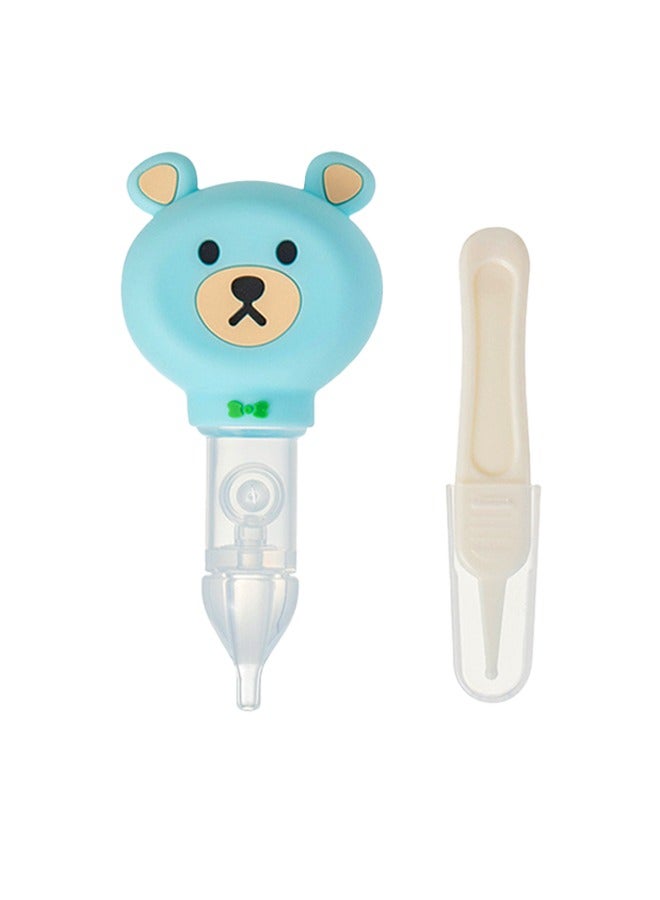 DUOLADUOBU Baby Nasal Aspirator with Anti-slip Forceps Set, Safe Nasal Aspirator - Anti Reflux Design Without Bisphenol A Silicone Immediate Relief from Blocked Baby Nose (Blue) - Image 1