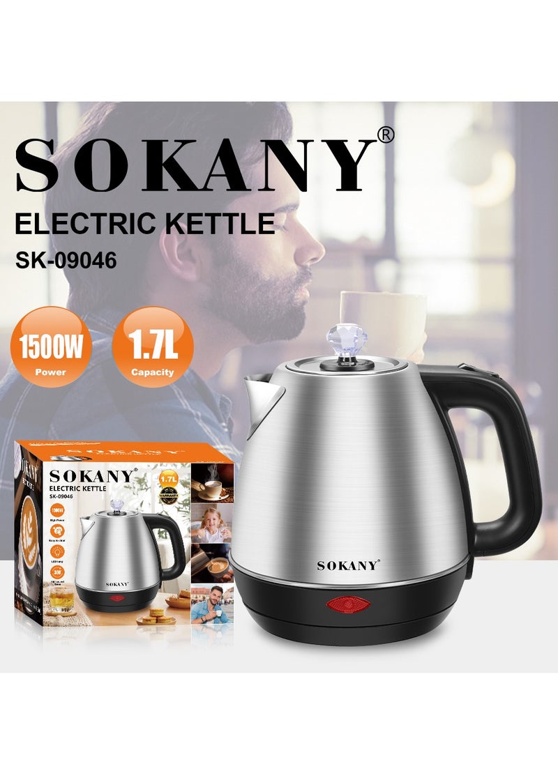 sokany SOKANY Household Portable Electric Kettle, Office Simple Small Multifunctional Electric Kettle, Silver 1500 Watt 1.7-Liter - Plug: British Standard  - Image 2