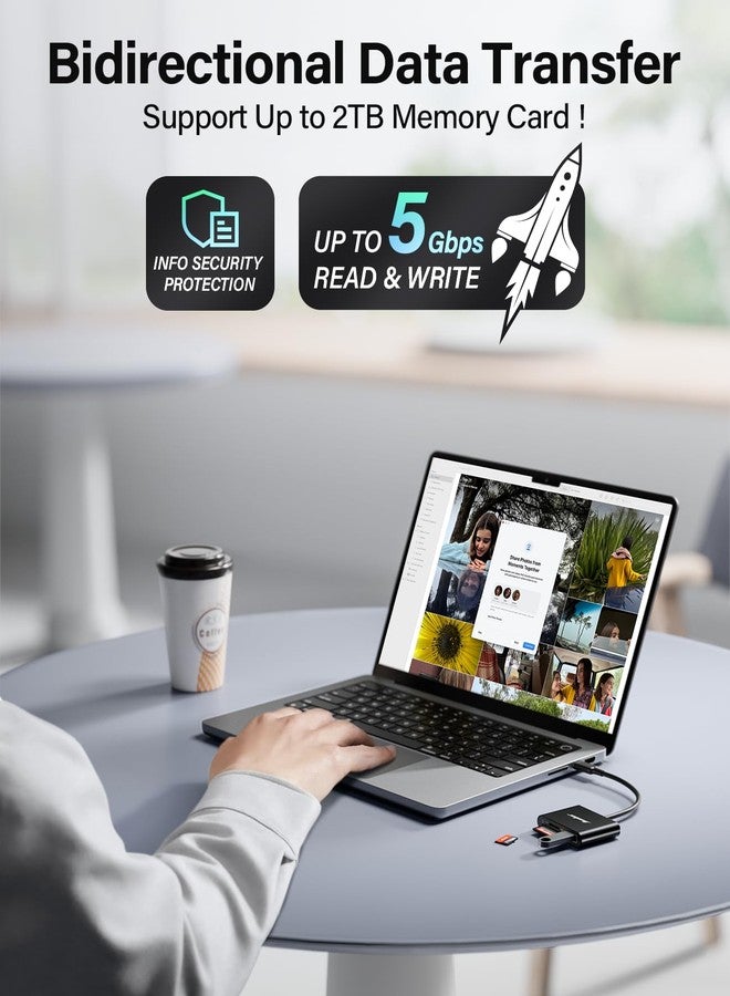 هيكوبر قارئ بطاقات الذاكرة من نوع USB-C إلى SD من هيكوبر، قارئ بطاقات ذاكرة Micro SD، محول قارئ بطاقات من النوع C إلى SD بسعة 2 تيرابايت لأجهزة ماك بوك، الكاميرات، أندرويد، ويندوز، لينكس، وغيرها من الأجهزة التي تعمل بالنوع C - أسود - Image 3