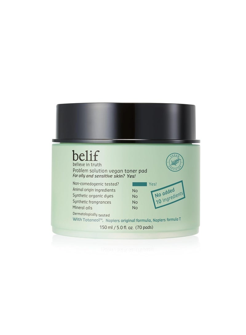 belif problem solution Vegan toner pad 150gm - Image 1