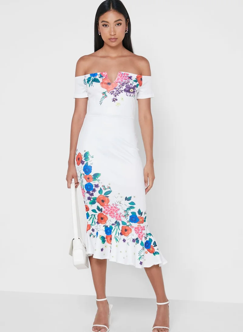 ELLA Off Shoulder Printed Dress