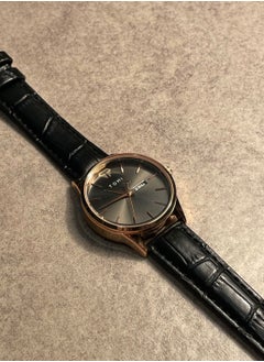 TOMI TOMI watch with a black leather strap for women that displays the date and day on a daily basis  - Image 2