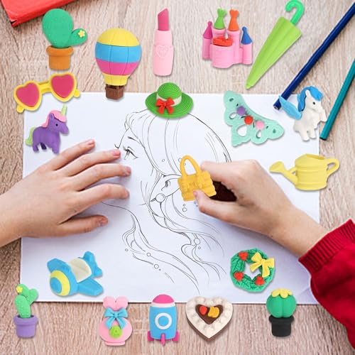 Cllayees 72 Pcs Erasers for Kids, Mini Pencil Eraser Bulk Classroom Prizes, Fun Puzzle Erasers for Girl Preschool Elementary Student, Back to School Supplies - Image 5