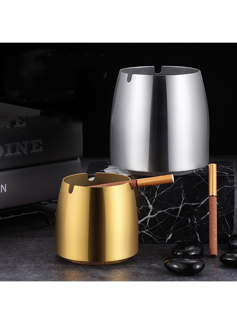 Rubik Ashtray with Lid, Stainless Steel Covered Windproof Ash Tray for Indoor Outdoor Patio Home Office Living Room Hotel (Gold)  - Image 3