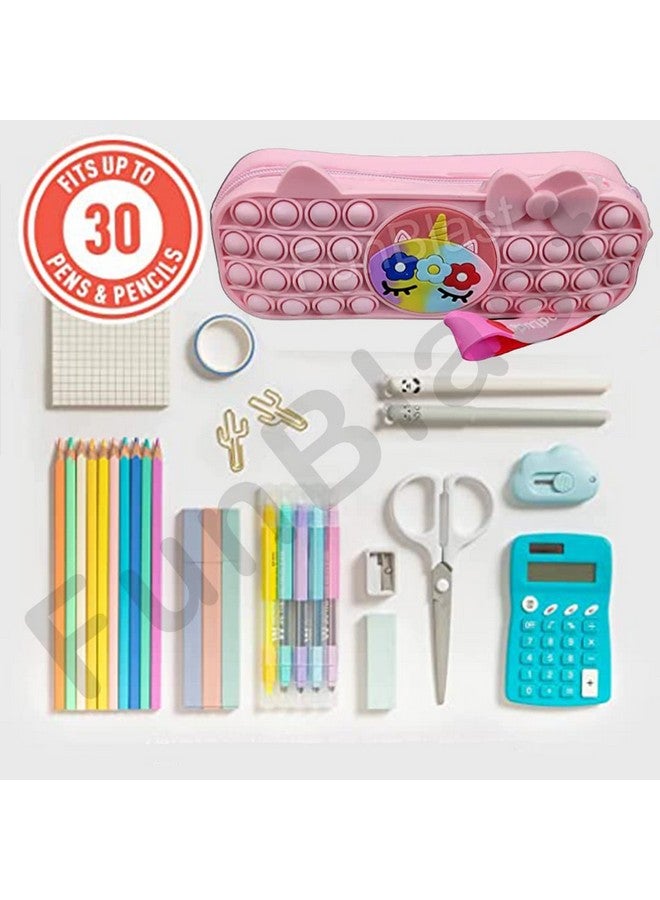 FunBlast FunBlast Pop it Pouches for Girls - Unicorn Pencil Case Pop It Toy, Pop it Stationery Organizer kit- Multifunctional Zipper Pouch, Stationery Storage Bag, Return Gift for Kids (Pink)  - Image 4