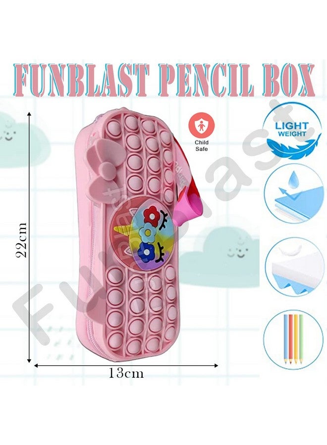 FunBlast FunBlast Pop it Pouches for Girls - Unicorn Pencil Case Pop It Toy, Pop it Stationery Organizer kit- Multifunctional Zipper Pouch, Stationery Storage Bag, Return Gift for Kids (Pink)  - Image 2