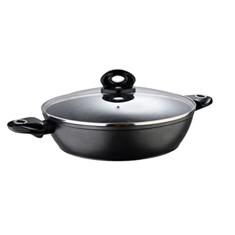 Orion Forged Aluminium Shallow Pot With Lid 32cm, Induction bottom, Marble+ Non-Stick Coating, Grey colour, BG35855GY - Image 1