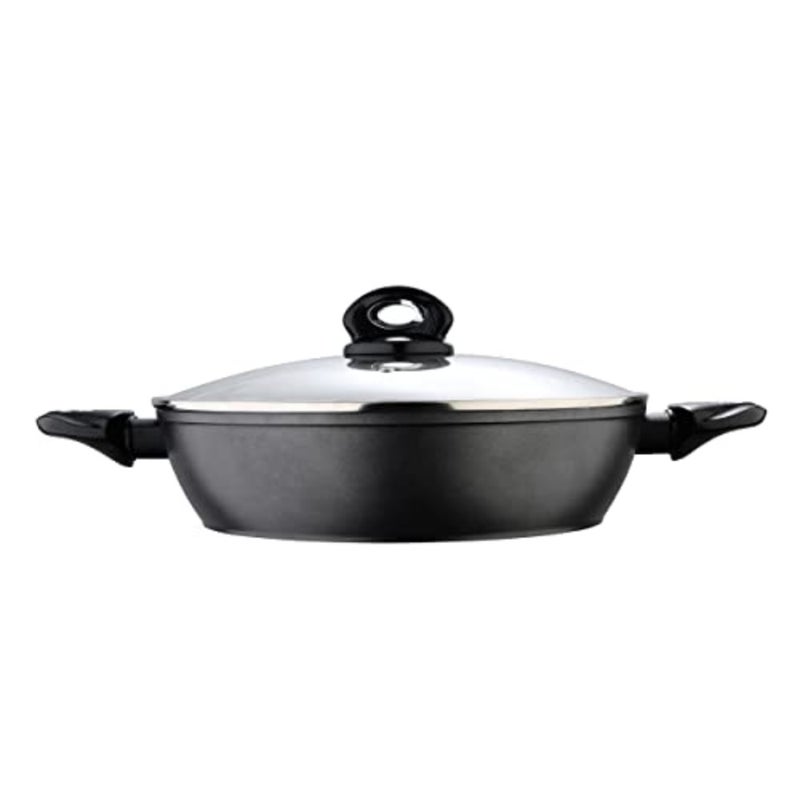 Orion Forged Aluminium Shallow Pot With Lid 32cm, Induction bottom, Marble+ Non-Stick Coating, Grey colour, BG35855GY - Image 2