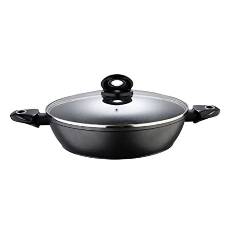 Orion Forged Aluminium Shallow Pot With Lid 32cm, Induction bottom, Marble+ Non-Stick Coating, Grey colour, BG35855GY - Image 3