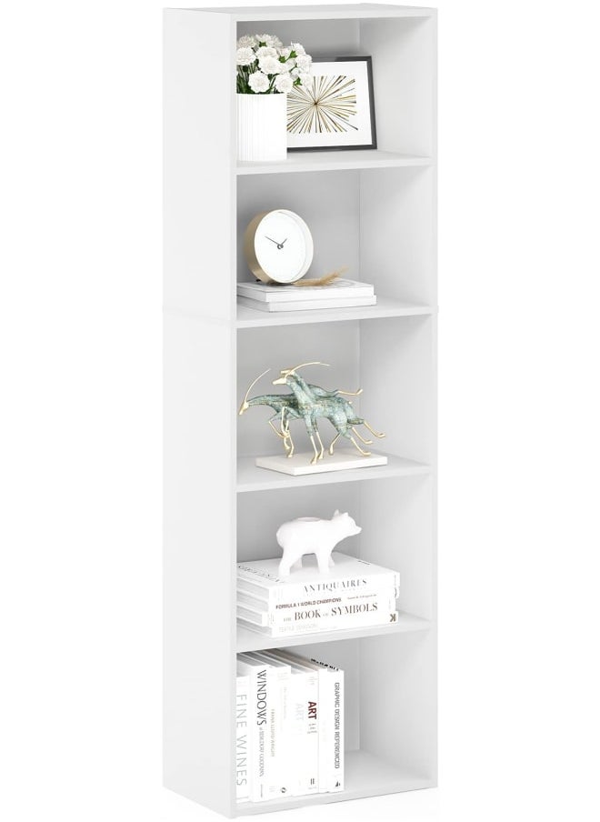 MODERN HOME 5-Tier Reversible Color Open Shelf Bookcase – White Storage Unit.  - Image 4