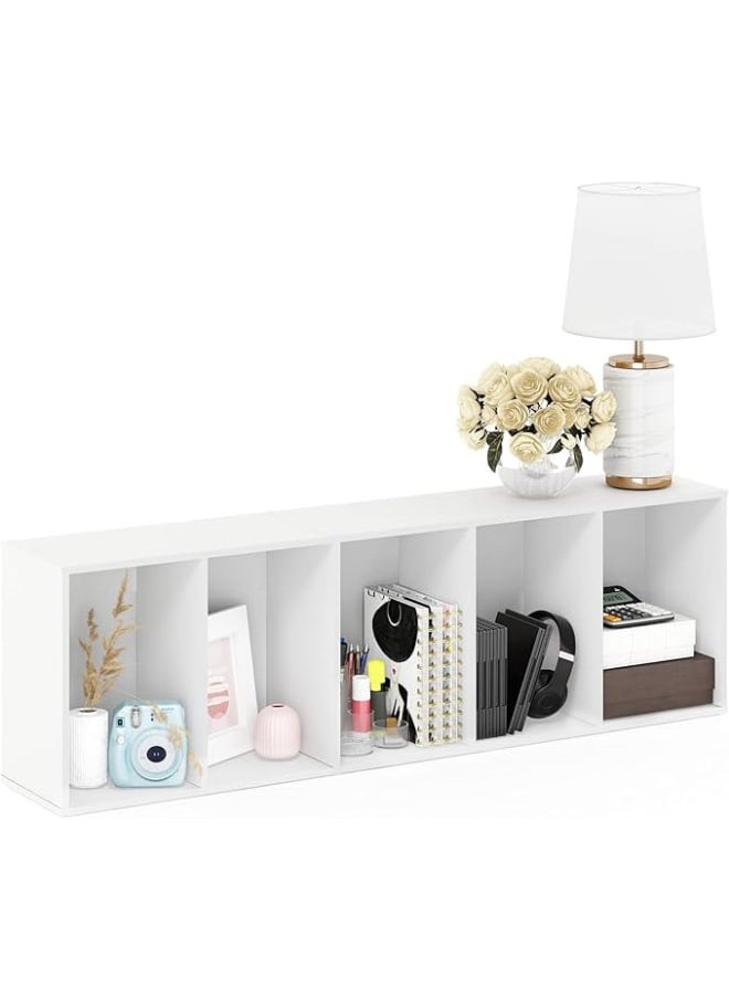 MODERN HOME 5-Tier Reversible Color Open Shelf Bookcase – White Storage Unit.  - Image 5