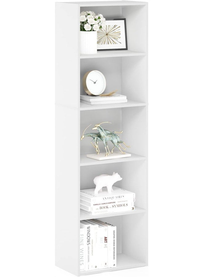 مودرن هوم خزانة كتب مفتوحة من فورينو لودر ذات 5 طبقات قابلة للعكس اللون، بيضاء - Image 1
