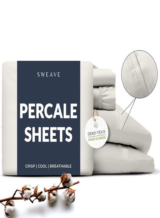 Sweave 100% Cotton Percale Sheets Full Size - Cool & Crisp Hotel Feeling, Breathable, Softer After Each Wash, Fitted Sheets with Deep Pockets, Double-Elastic & Corner Straps, Z-Hem Luxury Stitching - Image 1