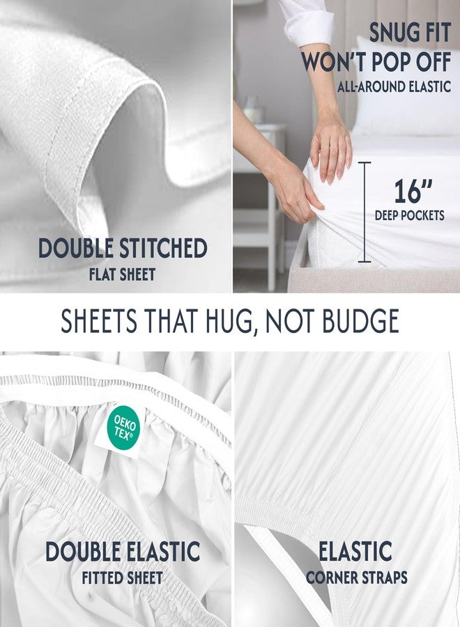 Sweave 100% Cotton Percale Sheets Full Size - Cool & Crisp Hotel Feeling, Breathable, Softer After Each Wash, Fitted Sheets with Deep Pockets, Double-Elastic & Corner Straps, Z-Hem Luxury Stitching - Image 3