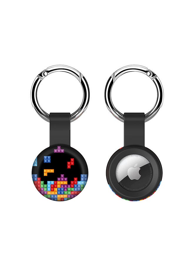Stylizedd Airtag Case Metal Key Ring with Tough Case for Apple Airtag cover - Tetris (Black)  - Image 1
