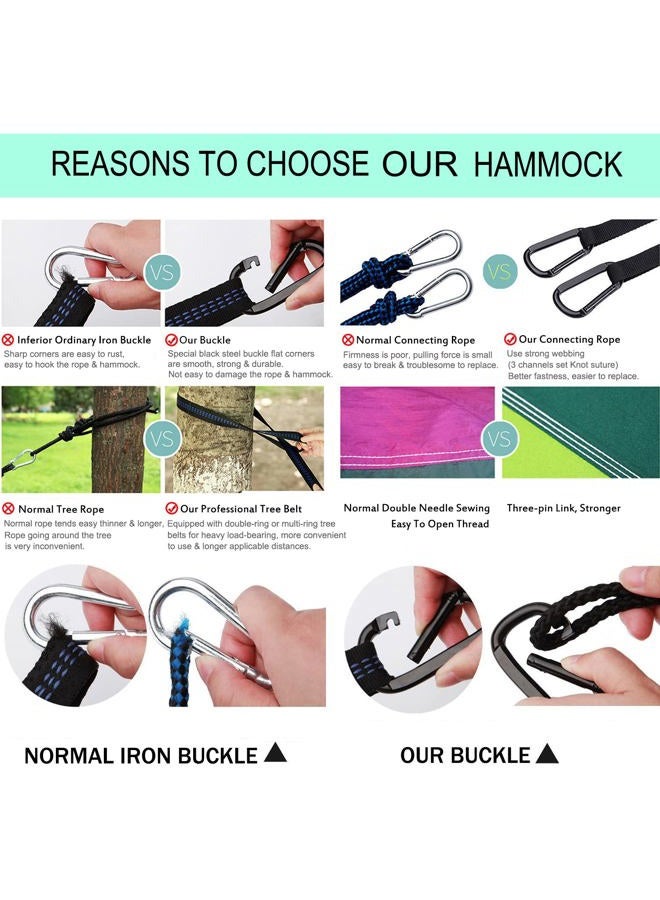 ERUW Camping Hammock, Portable Single/Double Hammock for Hiking, Travel, Hiking - 210D Nylon Hammock for Backyard and Garden (Green/Khaki) - Image 2