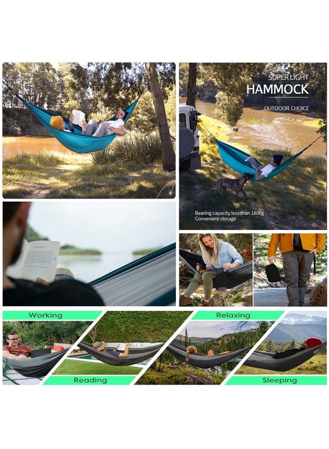 ERUW Camping Hammock, Portable Single/Double Hammock for Hiking, Travel, Hiking - 210D Nylon Hammock for Backyard and Garden (Green/Khaki) - Image 5
