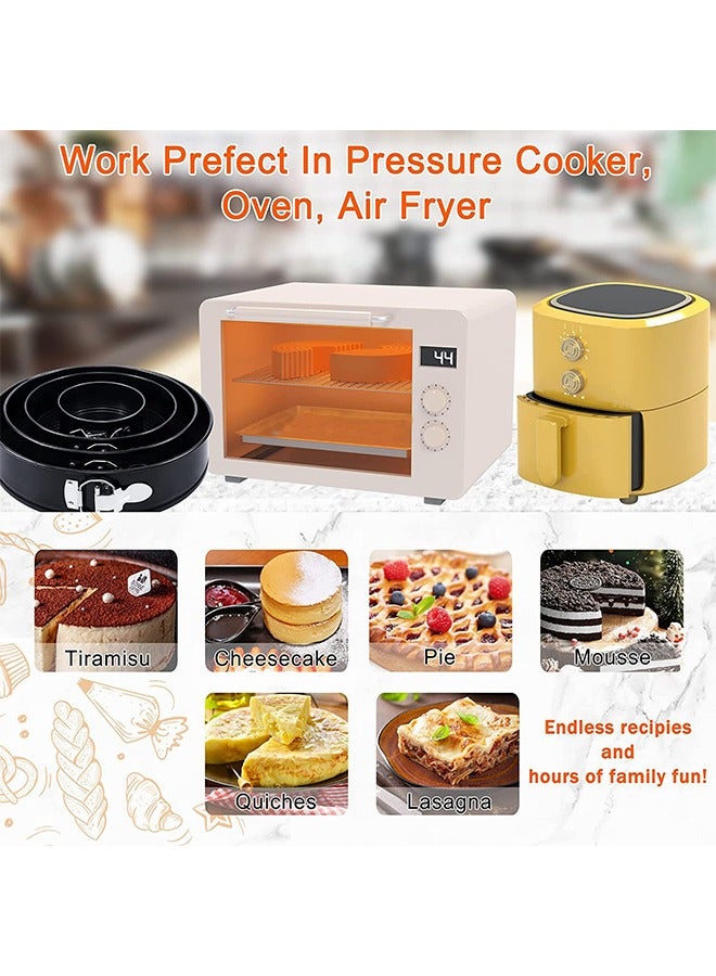 JOYBOS قوالب كيك دائرية جذابة مكونة من 3 قطع، قالب كيك دائري غير لاصق، مجموعة قوالب كيك زنبركية، قالب كيك جبن غير لاصق، قالب كيك دائري مانع للتسرب، مجموعة قوالب كيك للخبز في الفرن، من الفولاذ الكربوني 4 7 9 بوصة - Image 5