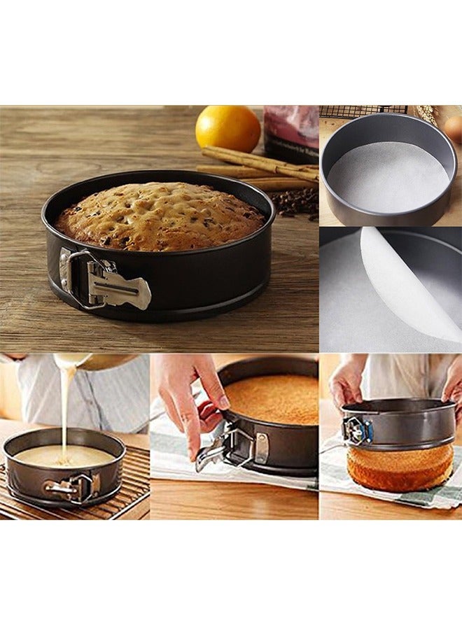 JOYBOS قوالب كيك دائرية جذابة مكونة من 3 قطع، قالب كيك دائري غير لاصق، مجموعة قوالب كيك زنبركية، قالب كيك جبن غير لاصق، قالب كيك دائري مانع للتسرب، مجموعة قوالب كيك للخبز في الفرن، من الفولاذ الكربوني 4 7 9 بوصة - Image 4