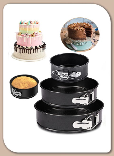 3-Piece Attractive Round Cake Pans Non Stick Round Cake Mould Pan Set Springform Cheese cake Pan Non Stick Mold Cake Pan Leakproof Round Mold Cake Pan Set for Oven Baking Carbon Steel 4 7 9 Inches