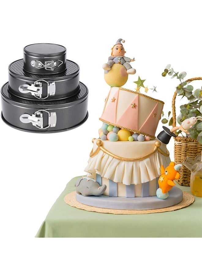 Joybos 3-Piece Springform Cake Pan Set, 4/7/9 Inch High-Strength Carbon Steel Cheesecake Pans with Teflon Non-Stick Coating, Removable Bottom & Quick-Release Buckle for Cakes, Mousse and Desserts - Image 3