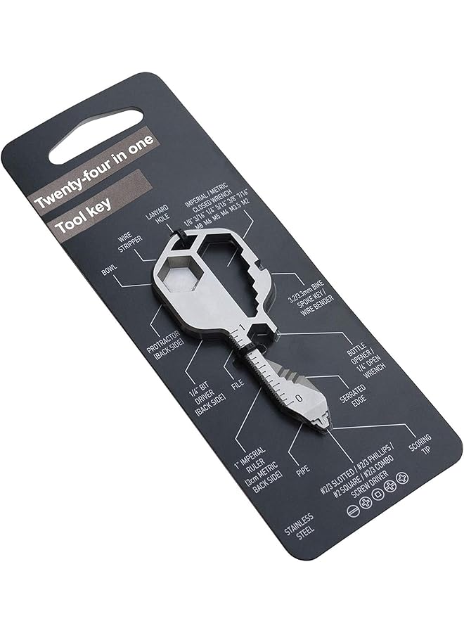 PROMASS promass GAYA Keychain Multitool, Key Shaped Pocket Keyring MultiTool, Small 16-in-1 Ultimate Utility Kit, Made with Lightweight Stainless Steel, TSA Compliant  - Image 1