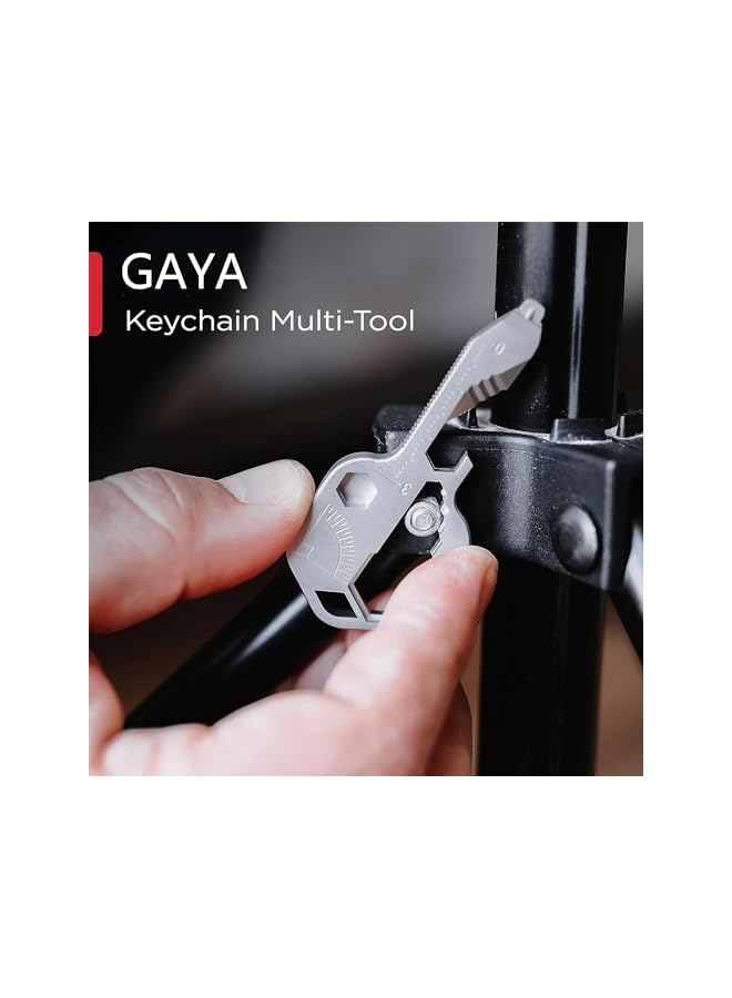 PROMASS promass GAYA Keychain Multitool, Key Shaped Pocket Keyring MultiTool, Small 16-in-1 Ultimate Utility Kit, Made with Lightweight Stainless Steel, TSA Compliant  - Image 2