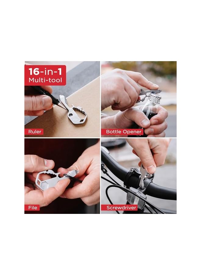 PROMASS promass GAYA Keychain Multitool, Key Shaped Pocket Keyring MultiTool, Small 16-in-1 Ultimate Utility Kit, Made with Lightweight Stainless Steel, TSA Compliant  - Image 3