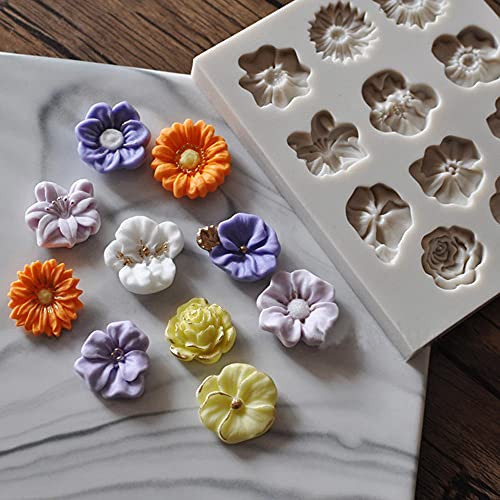 TUKE Sunflower Rose Flowers Shape Silicone Mold Cake DIY Decoration Chocolate 3D Mould Tools Color Random - Image 1