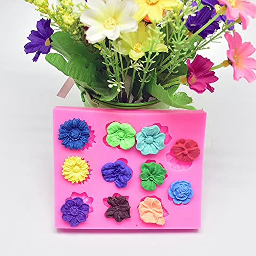 TUKE Sunflower Rose Flowers Shape Silicone Mold Cake DIY Decoration Chocolate 3D Mould Tools Color Random - Image 2