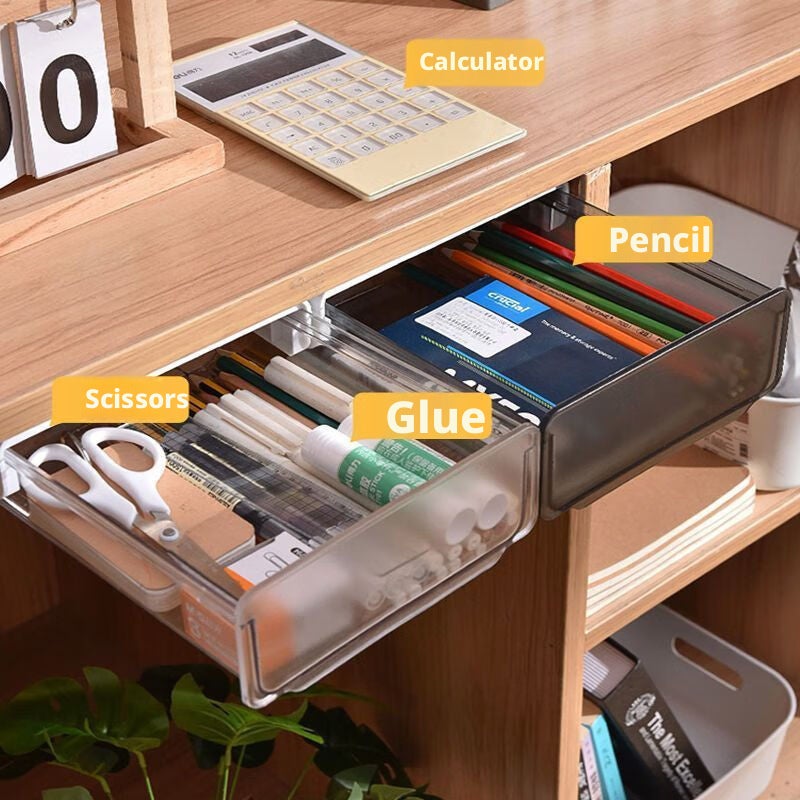 Under Desk Storage Box ABS Plastic Drawer Organizer, 18L, Dustproof, Modern Simple Style - Image 4