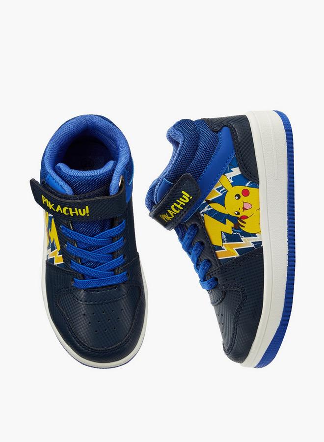 Pokemon Boys Pikachu Print High Top School Sneakers - Image 1