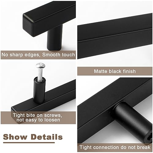 Estmoon 30 Pack 3 Inch Cabinet Handles Matte Black Cabinet Pulls Stainless Steel Drawer Pulls Square Handles for Cabinets Dressers Cupboard 76mm Hole Centers Kitchen Cabinet Hardware, 5'' Total Length - Image 4