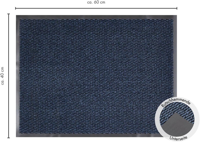 ANDIAMO Easy Doormat, Dirt Trapper for House Entrance, Flexible Use Inside, Covered Outdoor Areas or as Shoe Mat, 40 x 60 cm, Blue - Image 3