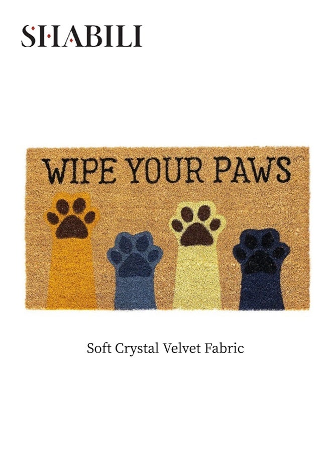 شبيلي سجادة باب من المخمل الكريستالي مقاس 80 × 50 سم، سجادة ترحيب مخملية ناعمة لمسح مخالب الحيوانات الأليفة مع ظهر مانع للانزلاق لأصحاب الحيوانات الأليفة والمنازل العائلية، سجادة أرضية متينة للاستخدام الداخلي والخارجي في مداخل المنازل والشرفات (بني) - Image 1