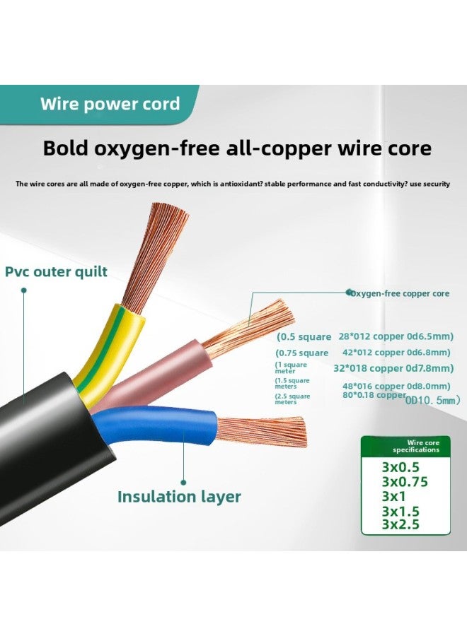 U.S. Standard U.S. Three Plug-in To C19 Server Power Cord 5-15p U.S. 1.5/2.5 Square High Power-Color:3x 1.5 Square 3 Meters - Image 2