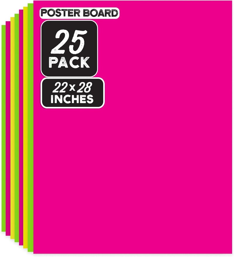 ArtSkills 22" x 28" Poster Board, School Project Supplies, Neon Assorted, Bulk 25-Pack - Image 1