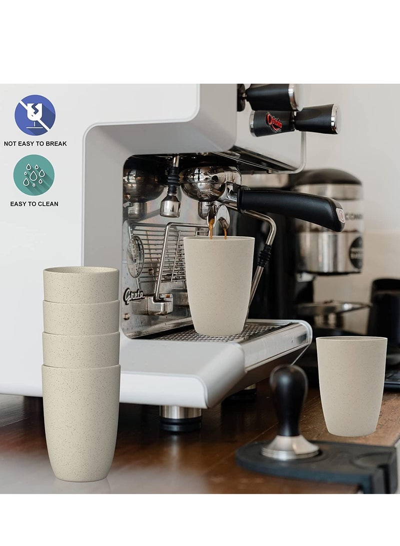 Beauenty Wheat Straw Cups, 6 Pack Reusable Plastic Cups, 400 Ml Unbreakable Drinking Cup, Water Cup Stackable, Tumbler Cups Bpa Free and Eco Friendly, House Kids Cups for Dishwasher Safe (Beige) - Image 4