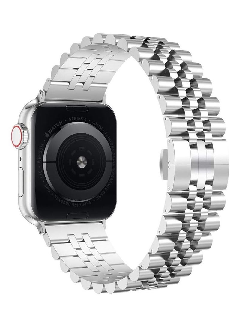 Compatible with Apple Watch Band Series 5 44mm 42mm, Stainless Steel iWatch Band with Butterfly Folding Clasp for iWatch Band Series 5/4/3/2/1 - Image 2