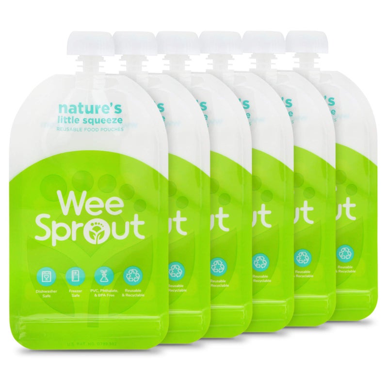 WeeSprout Double Zipper Reusable Food Pouches Green 7 Fl Oz