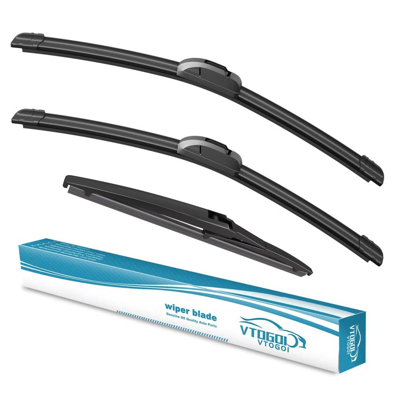 VTOGOI Windshield Wiper Blades Replacement for Toyota Rav4 20192023Original Factory Quality Front Rear Wipers Blade Set for My Car 261612Pack of 3