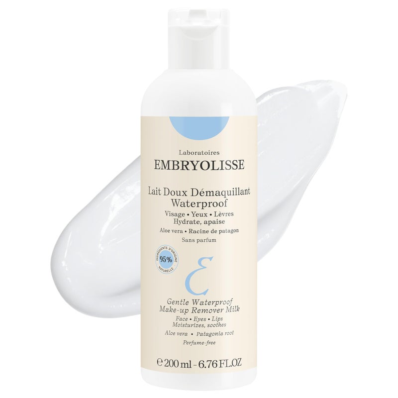 Embryolisse Gentle Waterproof Make-up Remover Milk, 4-in-1 Hydrating Facial Cleanser for Sensitive Skin with Aloe Vera & Shea Butter, 6.76 Fl Oz - Image 1