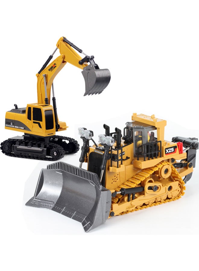 Remote Control Alloy Excavator Truck Children's Toy Engineering Vehicle Set Playground Boys Pushing Dirt Mining Truck Excavator-Color:【Version】 11 Channel 258-17 Alloy Excavator - Image 4
